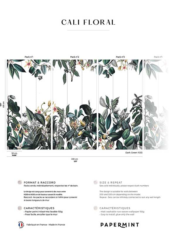 Cali Pack 1 2 3 mural in green color - pattern number 8184-BDL-AL - by Veer Decor in the Papermint Wall Murals collection