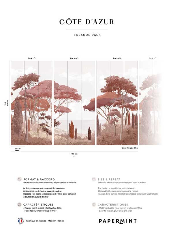French Riviera Pack 1 2 3 fabric in red color - pattern number 8184-BDL-AQ2 - by Veer Decor in the Papermint Wall Murals collection