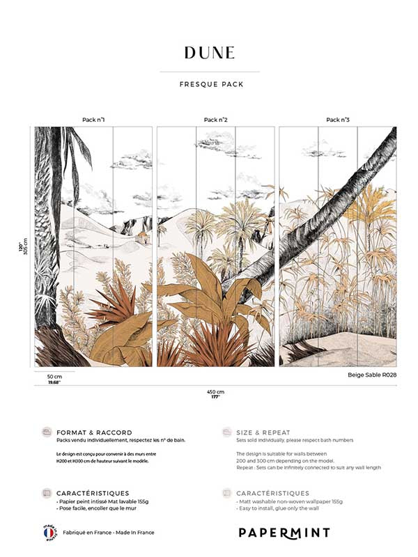 Dune Pack 1 2 3 fabric in beige color - pattern number 8184-BDL-AW1 - by Veer Decor in the Papermint Wall Murals collection