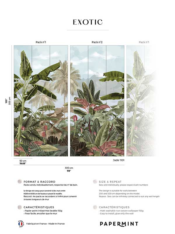Exotic Pack 1 2 mural in blue color - pattern number 8184-BDL-BA2 - by Veer Decor in the Papermint Wall Murals collection