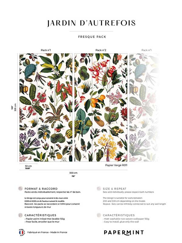 Yesteryear Garden Pack 1 2 fabric in multi color - pattern number 8184-BDL-BL - by Veer Decor in the Papermint Wall Murals collection