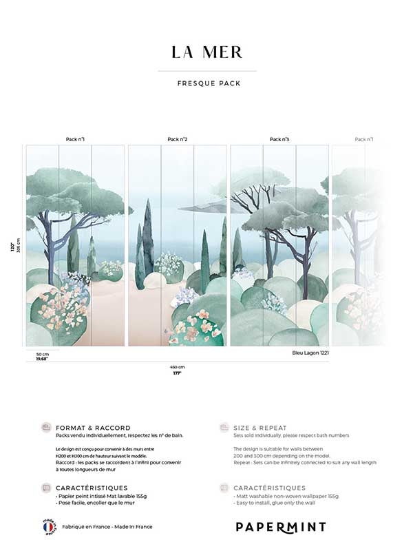 The Sea Pack 1 2 3 fabric in blue color - pattern number 8184-BDL-BO - by Veer Decor in the Papermint Wall Murals collection