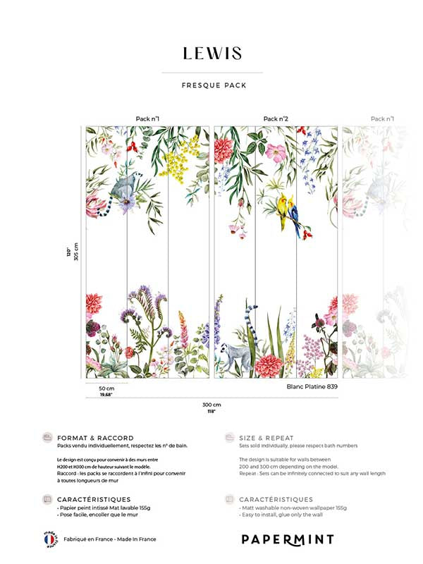 Lewis Pack 1 2 mural in multi color - pattern number 8184-BDL-BU - by Veer Decor in the Papermint Wall Murals collection
