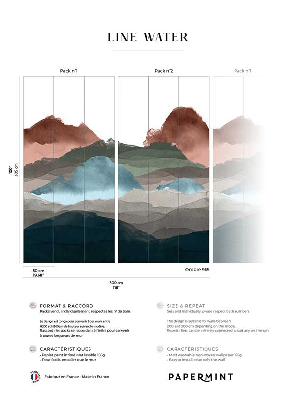 Line Water Pack 1 2 fabric in multi color - pattern number 8184-BDL-BX - by Veer Decor in the Papermint Wall Murals collection