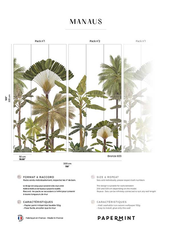Manaus Pack 1 2 mural in green color - pattern number 8184-BDL-BY - by Veer Decor in the Papermint Wall Murals collection