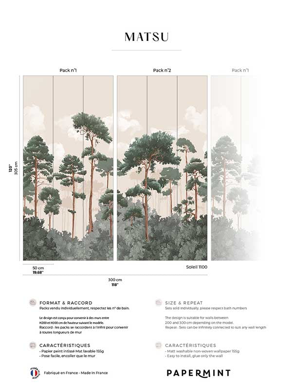Matsu Pack 1 2 mural in pink color - pattern number 8184-BDL-CA1 - by Veer Decor in the Papermint Wall Murals collection