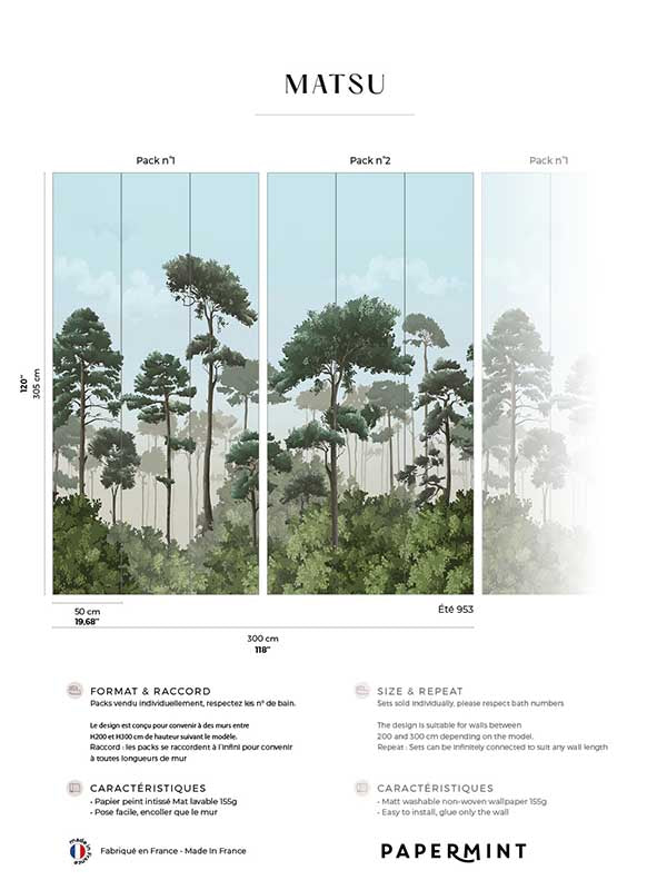 Matsu Pack 1 2 fabric in blue color - pattern number 8184-BDL-CA2 - by Veer Decor in the Papermint Wall Murals collection