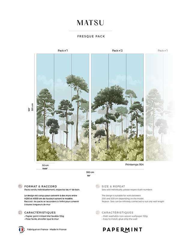 Matsu Pack 1 2 fabric in green color - pattern number 8184-BDL-CA3 - by Veer Decor in the Papermint Wall Murals collection