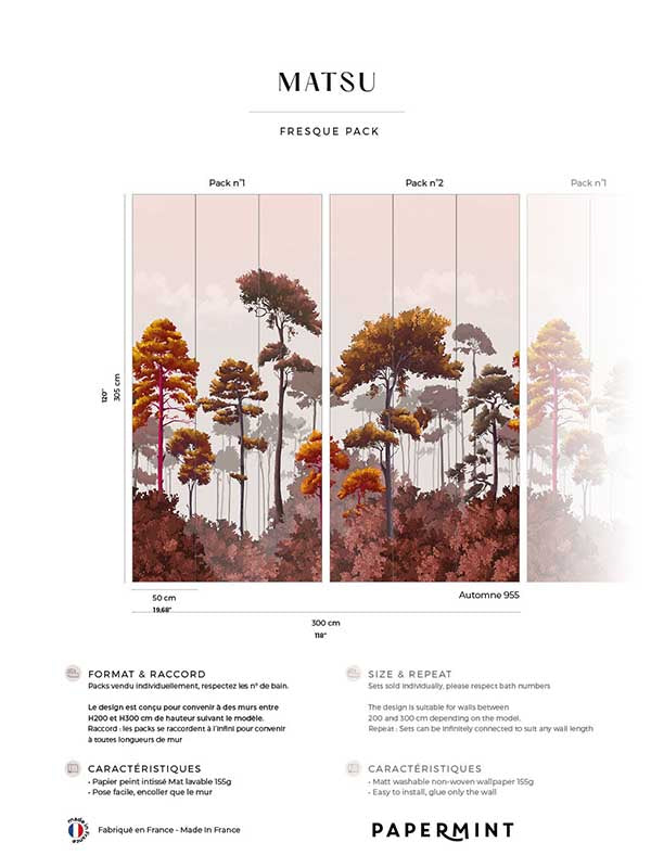 Matsu Pack 1 2 fabric in orange color - pattern number 8184-BDL-CA4 - by Veer Decor in the Papermint Wall Murals collection