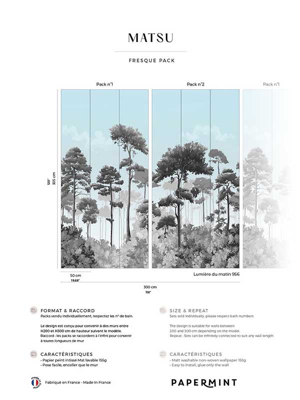 Matsu Pack 1 2 mural in gray color - pattern number 8184-BDL-CA5 - by Veer Decor in the Papermint Wall Murals collection