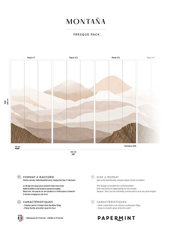 Montagna Pack 1 2 3 mural in pink color - pattern number 8184-BDL-CE2 - by Veer Decor in the Papermint Wall Murals collection