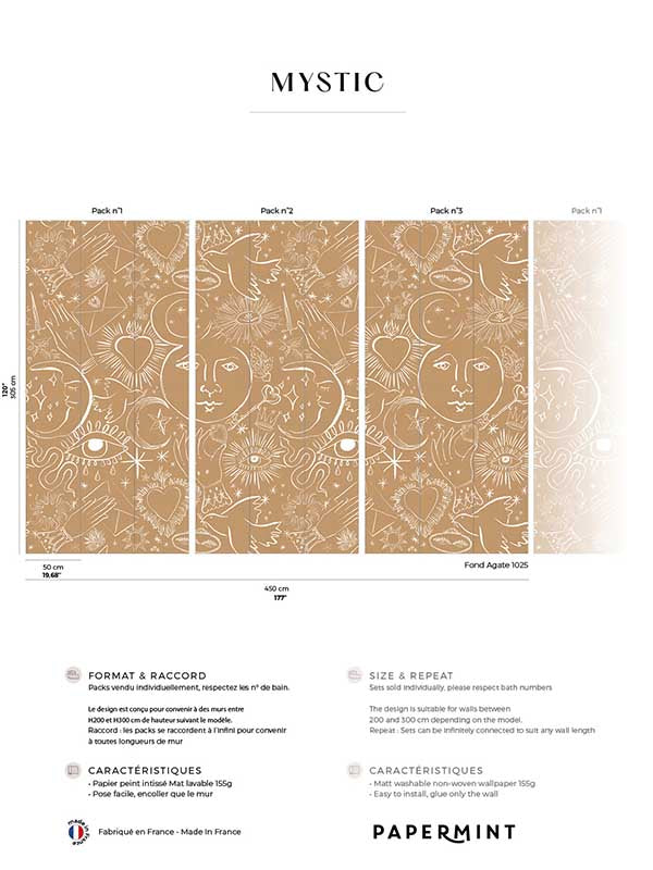 Mystic Pack 1 2 3 fabric in brown color - pattern number 8184-BDL-CH2 - by Veer Decor in the Papermint Wall Murals collection