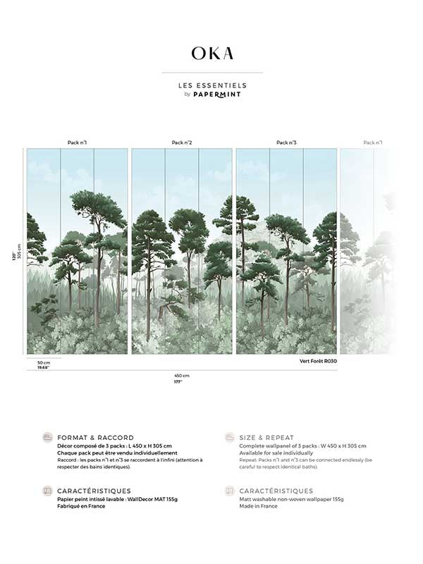 Oka Pack 1 2 3 mural in green color - pattern number 8184-BDL-CJ1 - by Veer Decor in the Papermint Wall Murals collection