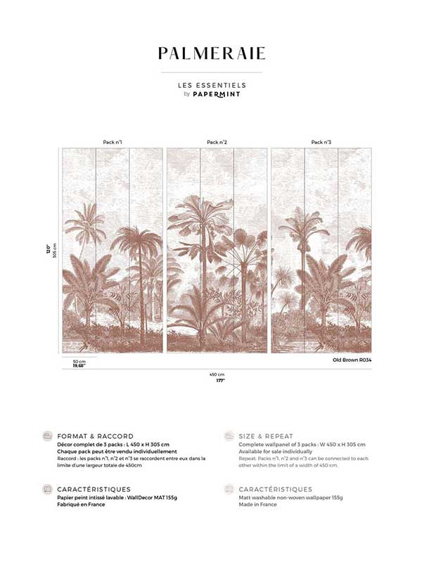 Palm Grove Pack 1 2 3 fabric in brown color - pattern number 8184-BDL-CL2 - by Veer Decor in the Papermint Wall Murals collection