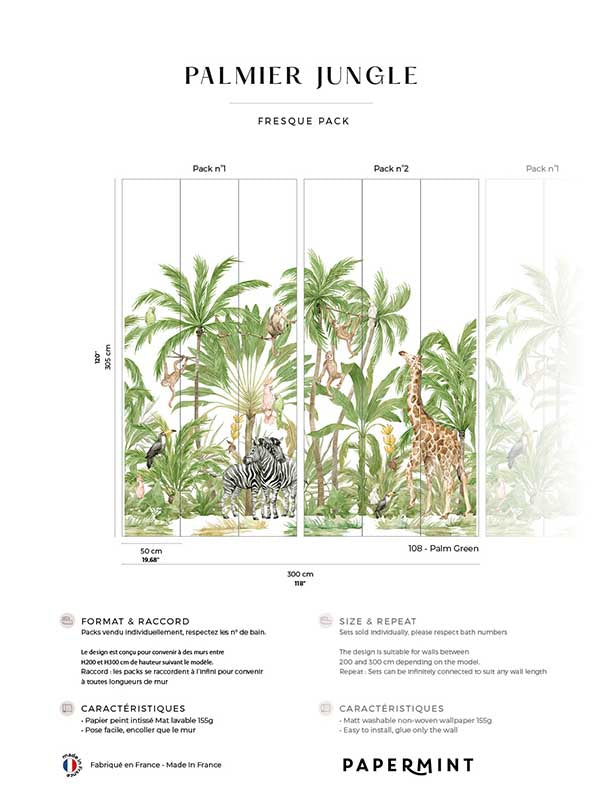 Palm Tree Pack 1 2 fabric in brown color - pattern number 8184-BDL-CM - by Veer Decor in the Papermint Wall Murals collection