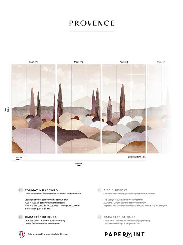 Provence Pack 1 2 3 fabric in pink color - pattern number 8184-BDL-CQ2 - by Veer Decor in the Papermint Wall Murals collection