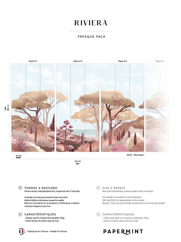 Riviera Pack 1 2 3 mural in orange color - pattern number 8184-BDL-CU2 - by Veer Decor in the Papermint Wall Murals collection