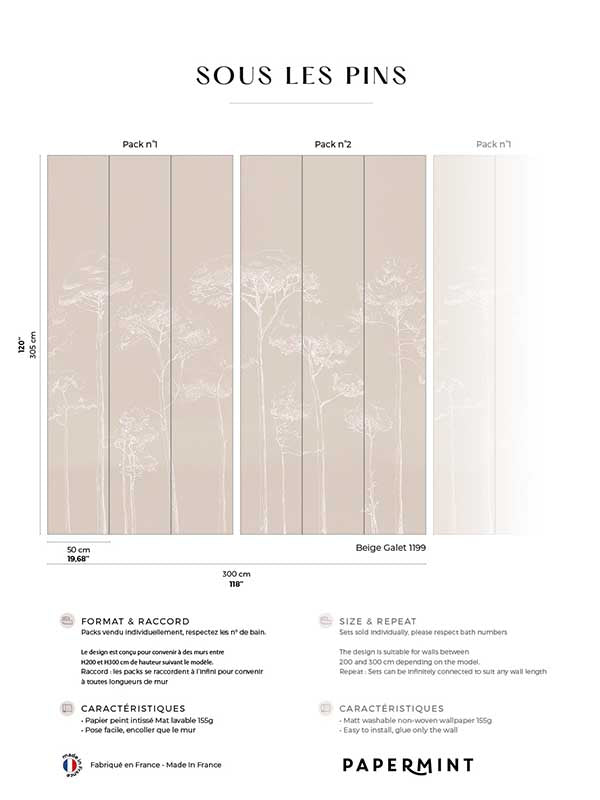 Under the Pines Pack 1 2 fabric in beige color - pattern number 8184-BDL-CY2 - by Veer Decor in the Papermint Wall Murals collection