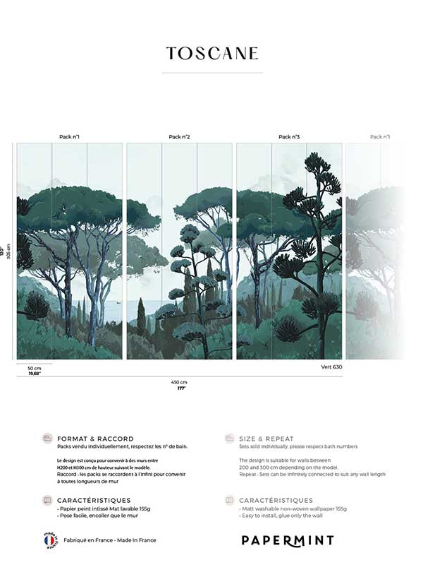 Tuscany Pack 1 2 3 mural in blue color - pattern number 8184-BDL-DC1 - by Veer Decor in the Papermint Wall Murals collection
