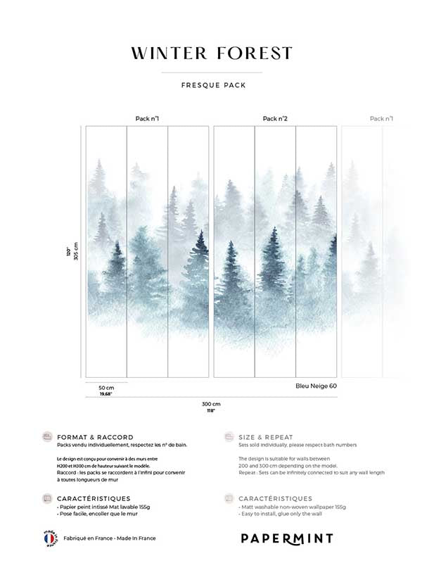 Winter Pack 1 2 mural in blue color - pattern number 8184-BDL-DH - by Veer Decor in the Papermint Wall Murals collection
