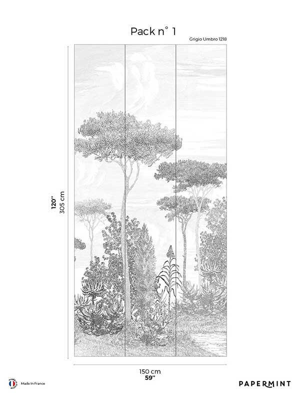 Pine Forest Pack 1 mural in gray color - pattern number 8184-BE1-A - by Veer Decor in the Papermint Wall Murals collection