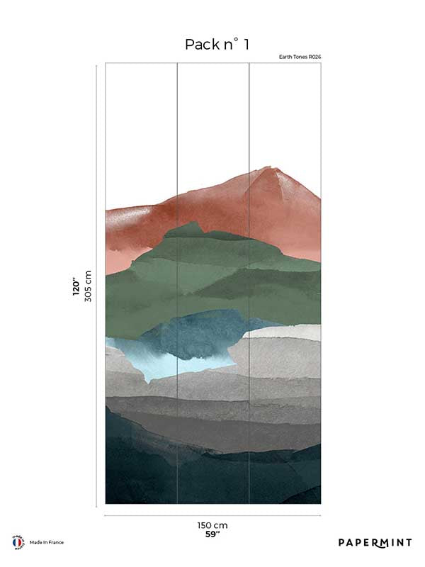 Hills Pack 1 fabric in multi color - pattern number 8184-BH1-A - by Veer Decor in the Papermint Wall Murals collection
