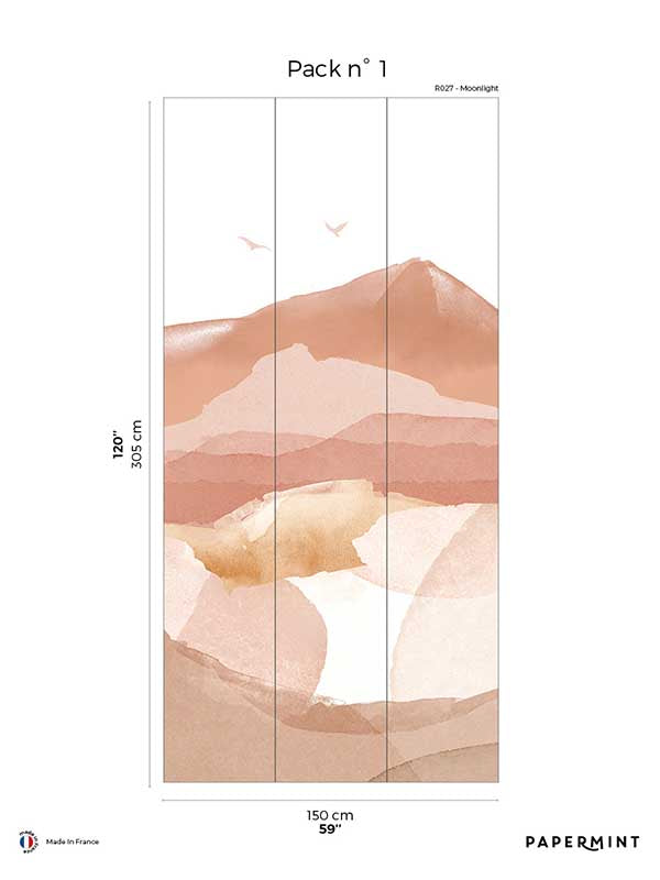 Hills Pack 1 mural in orange color - pattern number 8184-BH2-A - by Veer Decor in the Papermint Wall Murals collection