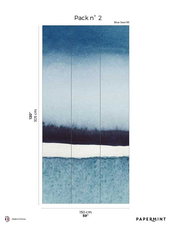 Sea Horizon Pack 2 mural in blue color - pattern number 8184-BI1-B - by Veer Decor in the Papermint Wall Murals collection