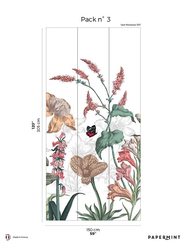 English Garden Pack 3 mural in green color - pattern number 8184-BK1-C - by Veer Decor in the Papermint Wall Murals collection