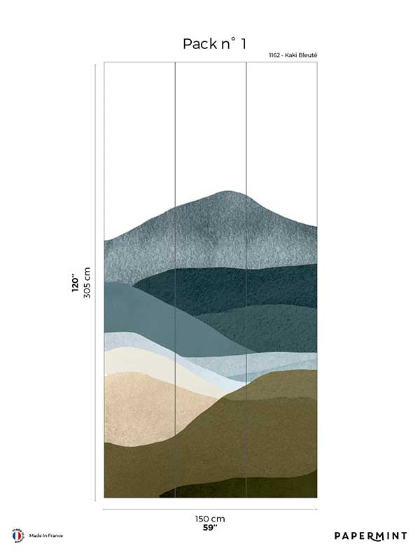 The Hills Pack 1 mural in blue color - pattern number 8184-BP2-A - by Veer Decor in the Papermint Wall Murals collection