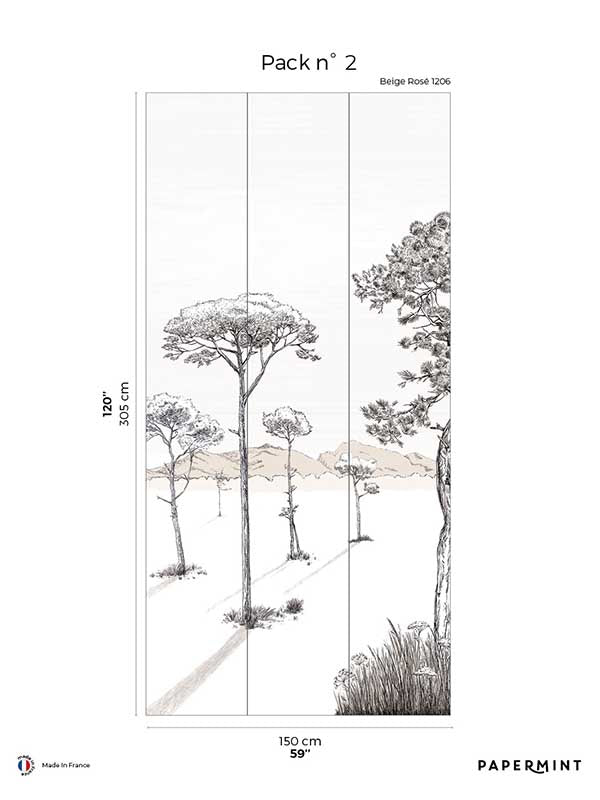 Shadows Pack 2 mural in pink color - pattern number 8184-BS3-B - by Veer Decor in the Papermint Wall Murals collection