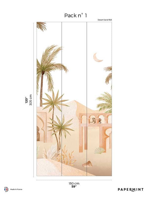 Marrakesh Pack 1 fabric in gold color - pattern number 8184-BZ1-A - by Veer Decor in the Papermint Wall Murals collection
