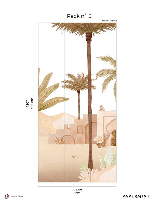 Marrakesh Pack 3 fabric in gold color - pattern number 8184-BZ1-C - by Veer Decor in the Papermint Wall Murals collection