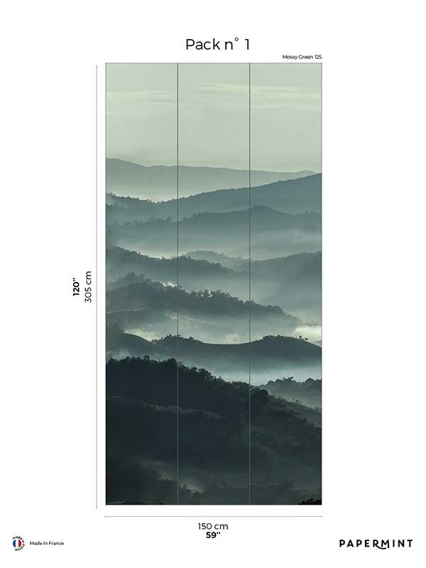 Misty Line Pack 1 fabric in green color - pattern number 8184-CB1-A - by Veer Decor in the Papermint Wall Murals collection