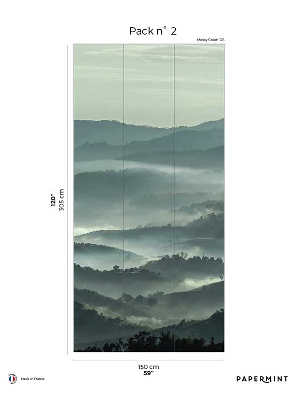 Misty Line Pack 2 fabric in green color - pattern number 8184-CB1-B - by Veer Decor in the Papermint Wall Murals collection