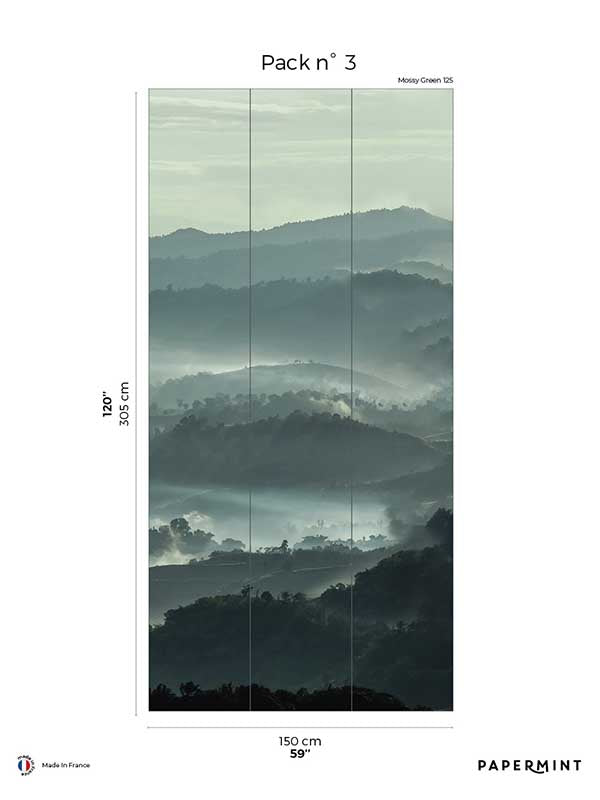 Misty Line Pack 3 mural in green color - pattern number 8184-CB1-C - by Veer Decor in the Papermint Wall Murals collection