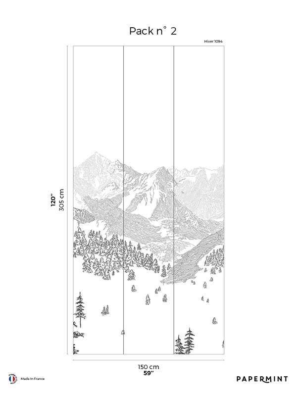 Mountains Pack 2 mural in black color - pattern number 8184-CD1-B - by Veer Decor in the Papermint Wall Murals collection