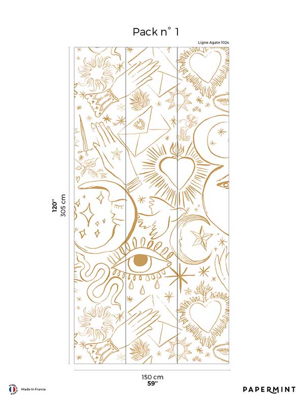 Mystic Pack 1 fabric in gold color - pattern number 8184-CH1-A - by Veer Decor in the Papermint Wall Murals collection