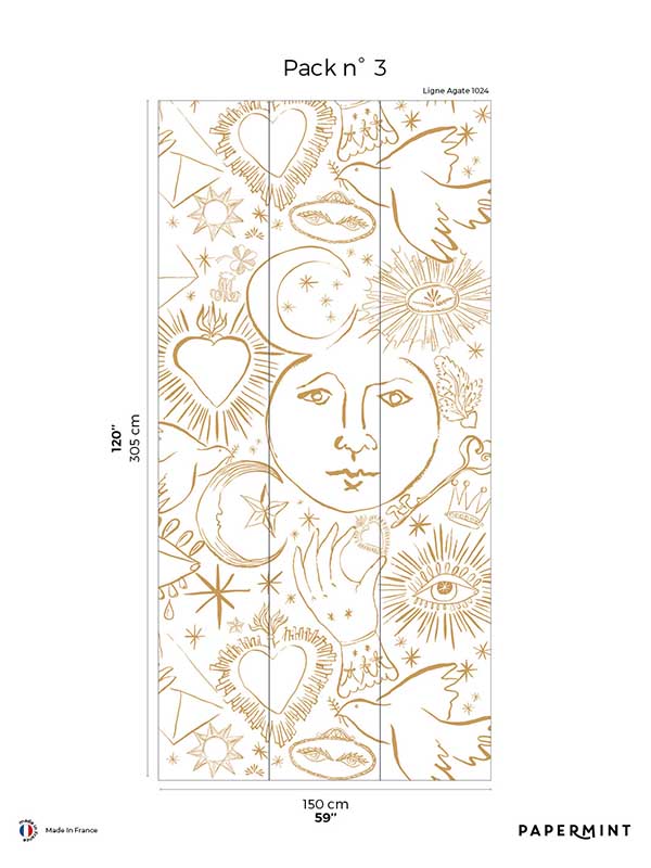 Mystic Pack 3 mural in gold color - pattern number 8184-CH1-C - by Veer Decor in the Papermint Wall Murals collection