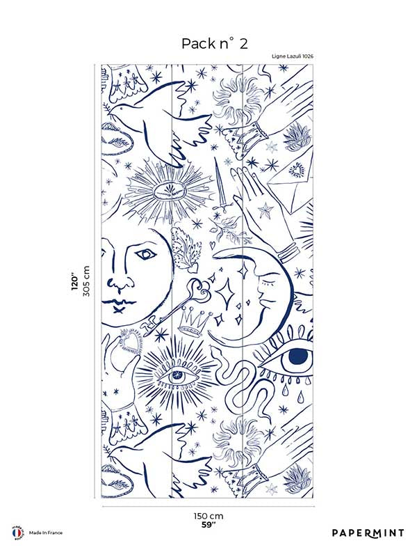 Mystic Pack 2 fabric in white color - pattern number 8184-CH3-B - by Veer Decor in the Papermint Wall Murals collection