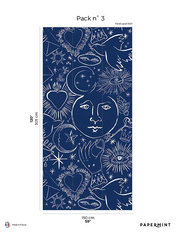 Mystic Pack 3 fabric in blue color - pattern number 8184-CH4-C - by Veer Decor in the Papermint Wall Murals collection