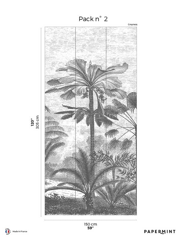 Palm Grove Pack 2 fabric in gray color - pattern number 8184-CL1-B - by Veer Decor in the Papermint Wall Murals collection