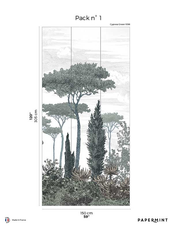 Pinery Pack 1 mural in green color - pattern number 8184-CN1-A - by Veer Decor in the Papermint Wall Murals collection