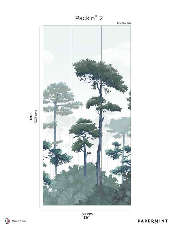Pinewood Pack 2 mural in blue color - pattern number 8184-CO2-B - by Veer Decor in the Papermint Wall Murals collection