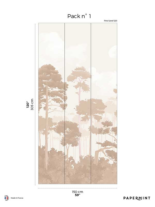 Pinewood Pack 1 mural in beige color - pattern number 8184-CO3-A - by Veer Decor in the Papermint Wall Murals collection