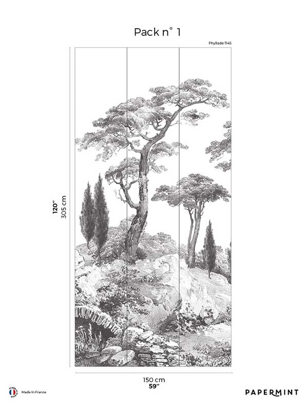Porquerolles Pack 1 mural in gray color - pattern number 8184-CP1-A - by Veer Decor in the Papermint Wall Murals collection