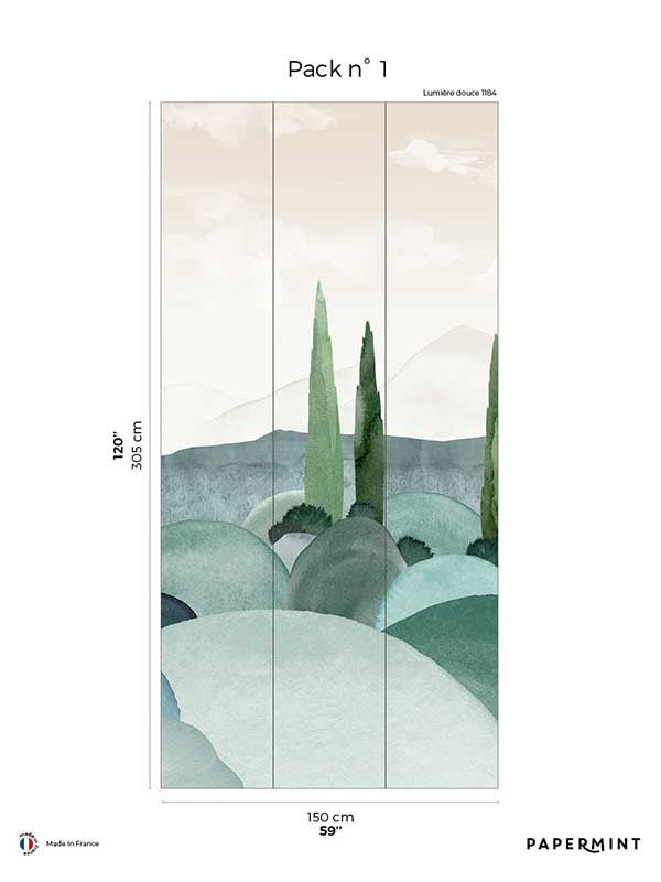 Provence Pack 1 mural in green color - pattern number 8184-CQ1-A - by Veer Decor in the Papermint Wall Murals collection