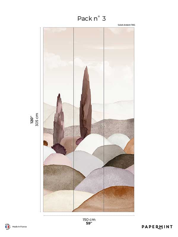Provence Pack 3 mural in pink color - pattern number 8184-CQ2-C - by Veer Decor in the Papermint Wall Murals collection