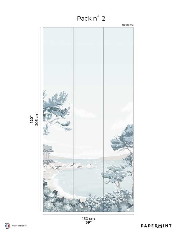 Quiberon Pack 2 mural in blue color - pattern number 8184-CR1-B - by Veer Decor in the Papermint Wall Murals collection