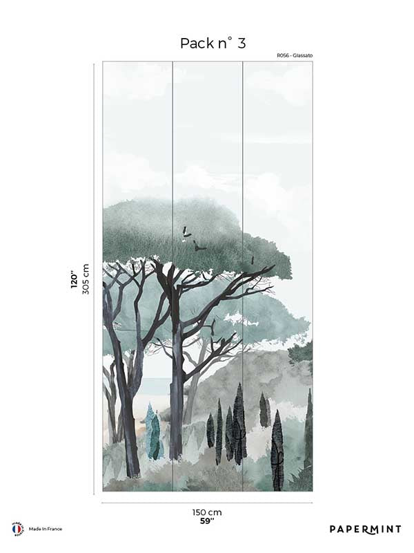 Riviera La Spiagga Pack 3 mural in green color - pattern number 8184-CT2-C - by Veer Decor in the Papermint Wall Murals collection